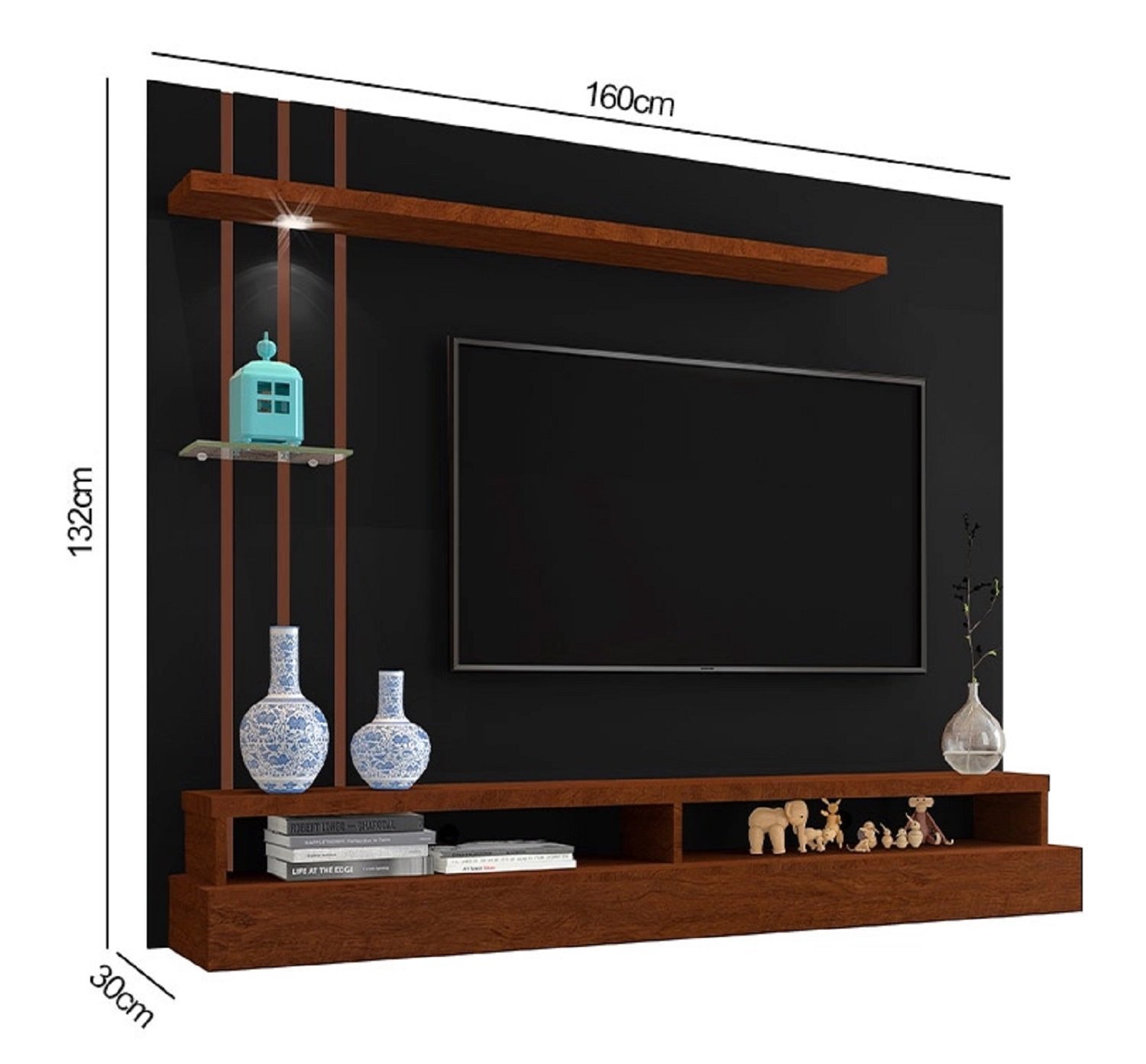 Painel de Tv Decorativo Para Sala Preto/Canela - 3