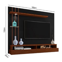 Painel de Tv Decorativo Para Sala Preto/Canela - 3