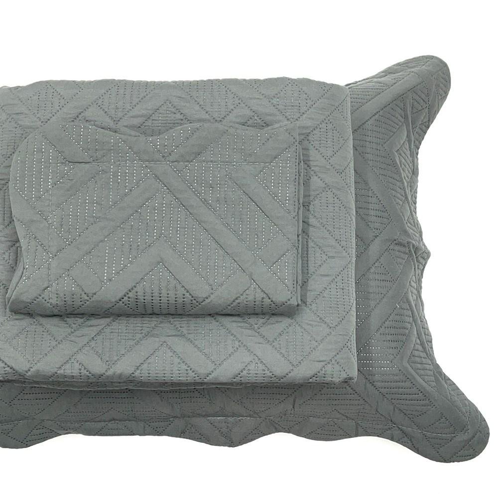 COLCHA HABITAT TRÊS PEÇAS CASAL 220X240 BARCELONA 3D UN Grafite