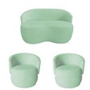 Ver imagem 1 de Kit Namoradeira + 2 Poltronas Decorativa Beatriz Orgânica Veludo Acqua