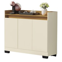 Aparador Buffet Sala Lord 3 Portas Perola/Mel - 2