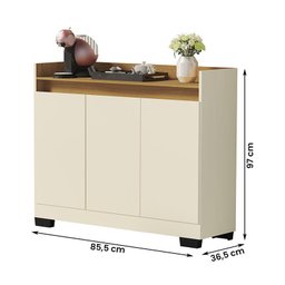 Aparador Buffet Sala Lord 3 Portas Perola/Mel - 4