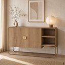 Ver imagem 1 de Aparador Buffet para Sala de Jantar 2 Portas Industrial 135cm Alek A03 Hanover Dourado - Lyam Decor