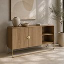 Ver imagem 3 de Aparador Buffet para Sala de Jantar 2 Portas Industrial 135cm Alek A03 Hanover Dourado - Lyam Decor