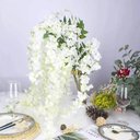 Ver imagem 5 de 12 Glicinas Artificials Trepadeira Realista Flores Folhagem:Rosa e Branco