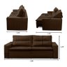 Sofá Retrátil e Reclinável 3 lugares com Molas 1,80m Ester Suede Marrom Adonai Estofados - 3