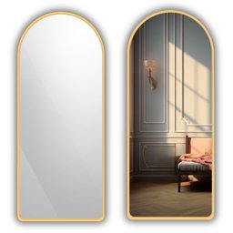 Espelho Grande Corpo Inteiro Oval Base Reta com Moldura em Metal Industrial 150 X 40 Cm - 1