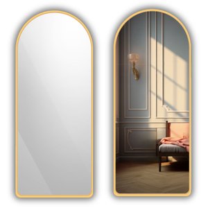 Espelho Grande Corpo Inteiro Oval Base Reta com Moldura em Metal Industrial 150 X 40 Cm