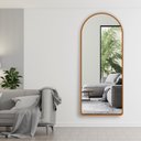 Ver imagem 2 de Espelho Grande Corpo Inteiro Oval Base Reta com Moldura em Metal Industrial 150 X 40 Cm