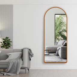 Espelho Grande Corpo Inteiro Oval Base Reta com Moldura em Metal Industrial 150 X 40 Cm - 2