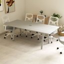 Ver imagem 1 de Mesa Reunião 8 Lugares 230cm Central Tomada Escritório Industrial Executive Cinza
