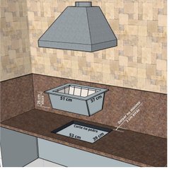Kit Churrasqueira Coifa Inox Gourmet  Espetos Braseiro 45x30 - 4