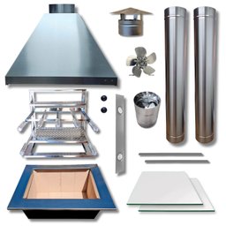 Kit Churrasqueira Coifa Inox Gourmet  Espetos Braseiro 45x30 - 1