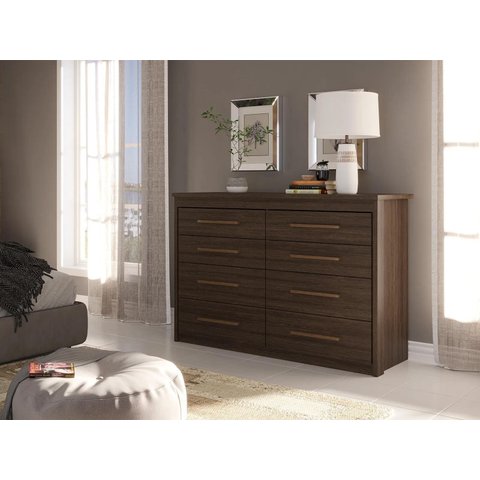 Cômoda Elegance 8 Gavetas Cappuccino Wood Grande para Quarto Casal