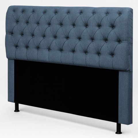 Cabeceira Cama Box Casal Padrão Sarah 140cm com Frame Linho Azul - Desk Design