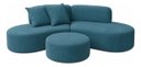 Ver imagem 2 de Sofá e Puff Orgânico Virginia 200cm Sala Suede: Azul-Royal