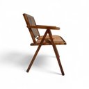 Ver imagem 2 de Cadeira em Madeira com Braço Assento de Couro Sintético Encosto de Corda Trançada Cor Castanho Coran