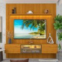 Ver imagem 1 de Estante Ripado para TV até 84 Polegadas com LED 100% MDF 228,8CMX250CM Ripada 3 Portas Nobre Luminare