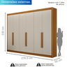 Guarda-roupa Casal 100% Mdf 6 Portas 6 Gavetas Diamante Leifer Móveis:cinamomo/off - 3
