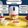 Mini Processador de Alimentos Alho Cebola Elétrico Recarregável Com 3 Lâminas de Aço Inox Cabo USB - 2