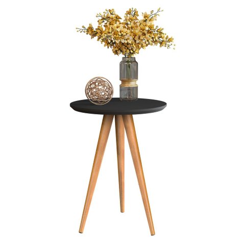 Mesinha Classic para Sala de Estar ou de Jantar para Apoio com Pés Retrô - Preto