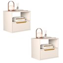Ver imagem 1 de Kit 2 Mesa de Cabeceira Suspensa Jatobá Quarto com 1 Gaveta Off White