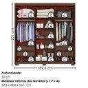 Ver imagem 4 de Guarda Roupa Casal Confo 3 Portas de Correr 4 Gavetas MDP Jacaranda Milani Movelaria