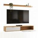 Ver imagem 6 de Rack Tv 65 Pol. Suspenso 160cm 2 Portas Lila Branco/cinamomo Z49 - Mpozenato