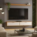 Ver imagem 3 de Rack Tv 65 Pol. Suspenso 160cm 2 Portas Lila Branco/cinamomo Z49 - Mpozenato
