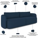 Ver imagem 4 de Sofá 3 Lugares Sala Living Orgânico 240cm Oregon K01 Veludo Azul Marinho - Lyam Decor