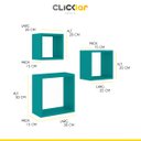 Ver imagem 2 de Kit 3 Nichos Prateleiras Decorativos Quadrado 30 Cm Sala Quarto Escritório Mdp Turquesa - Clicklar