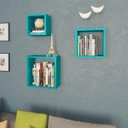 Ver imagem 1 de Kit 3 Nichos Prateleiras Decorativos Quadrado 30 Cm Sala Quarto Escritório Mdp Turquesa - Clicklar