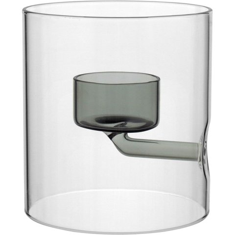 Castiçal Decorativo de Borossilicato Transparente 11x10x10cm Porta Vela Mesa