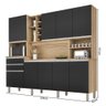 Cozinha Compacta com Armários, Balcões, Nichos e Adega Barcelona Nature com Preto - 3