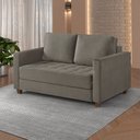 Ver imagem 1 de Sofá Cama Marcelle 2 Lugares 150 Casal Veludo Paris Pés de Madeira - Talento Móveis