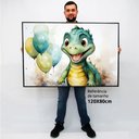 Ver imagem 2 de Quadro Decorativo Baby Dino em Moldura Caixa Tacolado Moldura Caixa 3cm Madeira sem Vidro 80 X 120cm