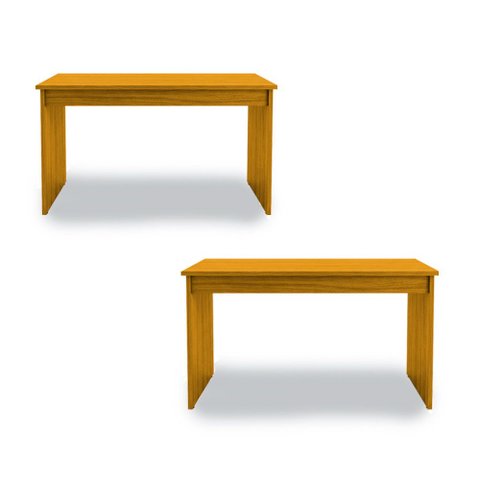 Conjunto 2 Mesa de Escritório Coorpotativa de Madeira Maciça Moderna Elegante 140 Veneza Freijó