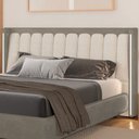 Ver imagem 1 de Cabeceira King com LED Yeon Facto Cinza/ Linho Off White - Sallar Home