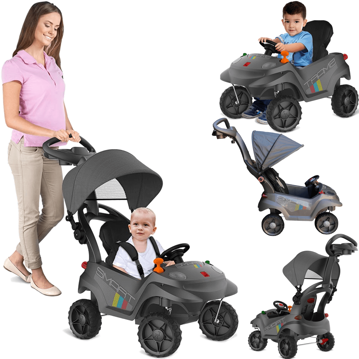 Carrinho de Passeio Bandeirante Smart Baby Comfort Grafite - 2