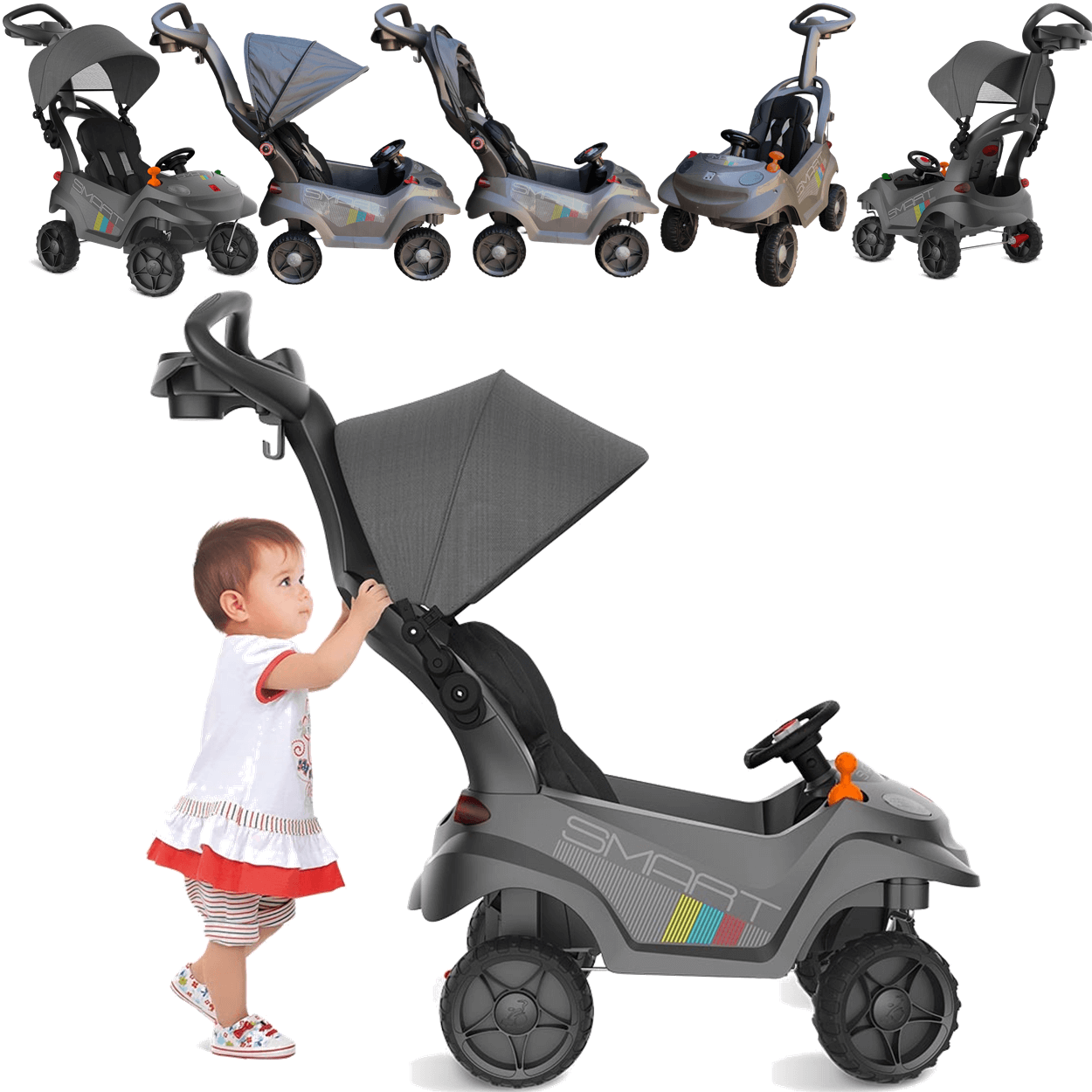 Carrinho de Passeio Bandeirante Smart Baby Comfort Grafite - 3