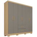 Ver imagem 2 de Guarda-Roupa Solteiro 6 Portas 2 Gavetas Cinza Jequitibá/Granizo Estrela Premium