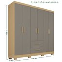 Ver imagem 3 de Guarda-Roupa Solteiro 6 Portas 2 Gavetas Cinza Jequitibá/Granizo Estrela Premium