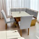 Ver imagem 6 de Banco de Canto Baú para Mesa de Jantar Soberano Linho Cinza e Mel