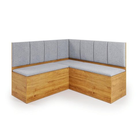 Banco de Canto Baú para Mesa de Jantar Soberano Linho Cinza e Mel