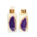 Ver imagem 1 de Kit Lavabo Difusor E Saboneteira Pedra Ágata Banhada À Ouro 24K Roxo