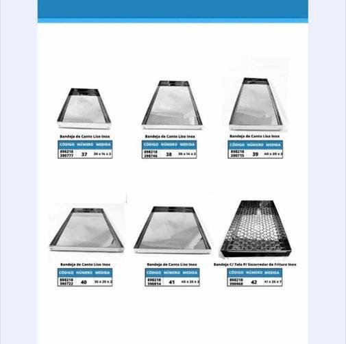 Kit 12 Tabuleiros, Bandeja Forma em Aço Inox 40 X 20 X 2 - 4