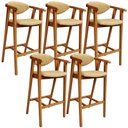 Ver imagem 1 de Kit 5 Banquetas Alta para Cozinha Bancada Bar Sala de Jantar Fixa Cecília L02 Couríssimo Casco Fendi