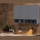 Ver imagem 3 de Armário Superior Para Cozinha Milão 3 Portas Cinza Ej Móveis
