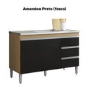 Ver imagem 3 de Balcao Pia sem Tampo 2 Pt 3 G 116 Cm Andreia Amendoa Preto Reajl Moveis