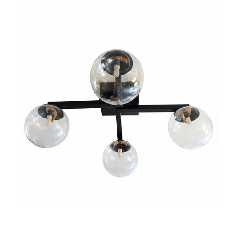 Plafon Moderno Jabuticaba Ution 60cm 4 Globos de Vidro